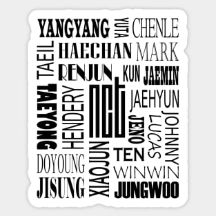 NCT MEMBERS NAMES AND LOGO COLLAGE BLACK Sticker